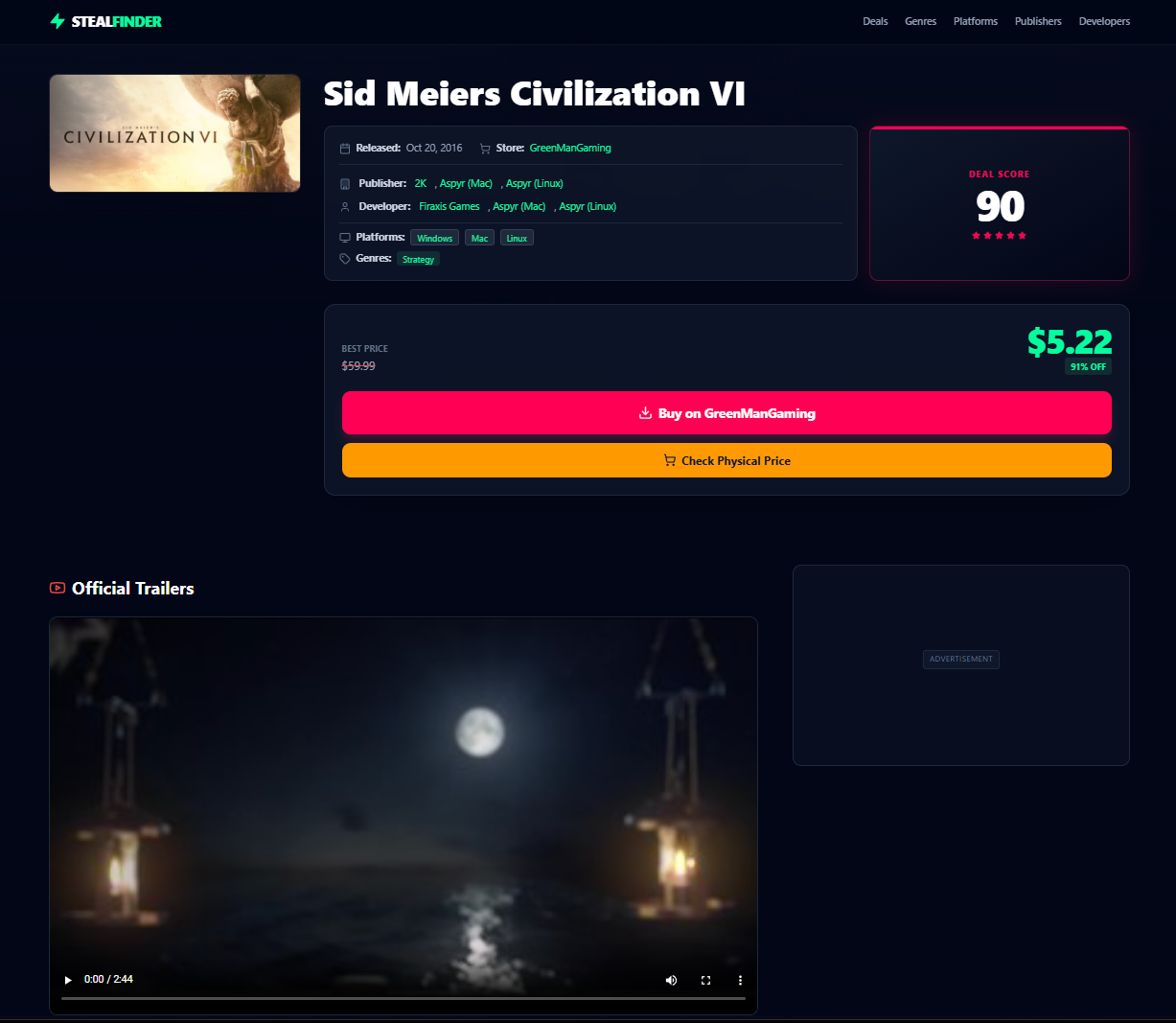The "God Tier" Game Deal Aggregator screenshot 2