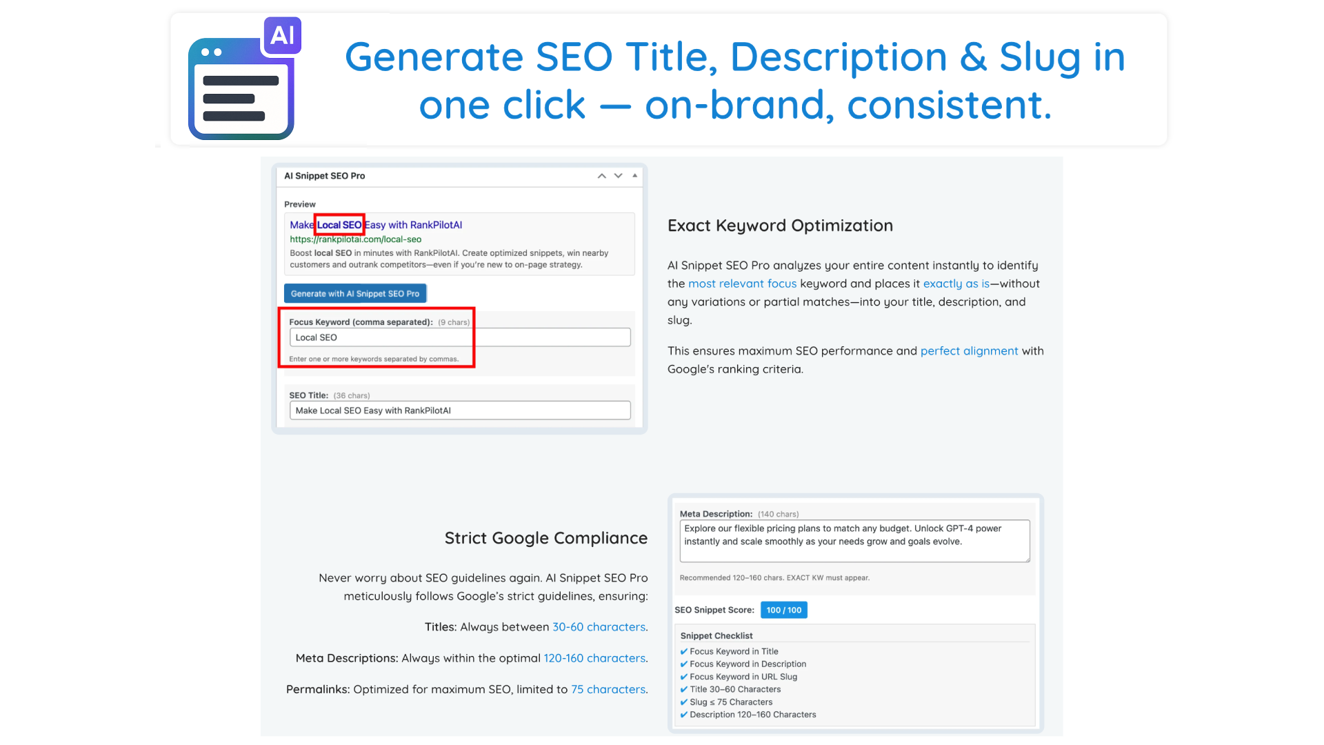 RankPilotAI: 3 WordPress SEO plugins screenshot 2
