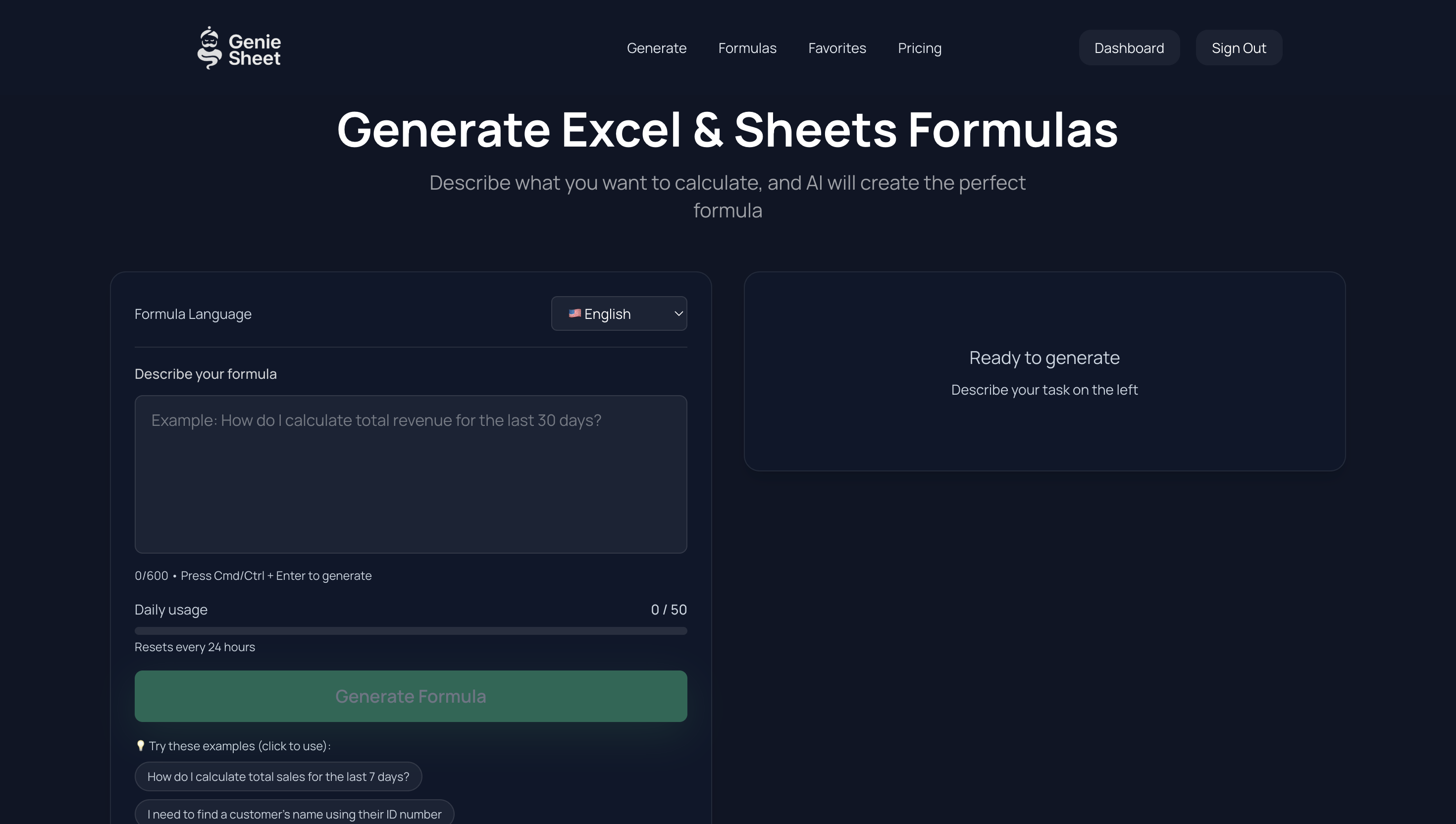 GenieSheet screenshot 2