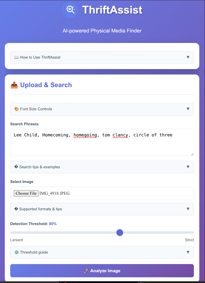 ThriftAssist screenshot 2