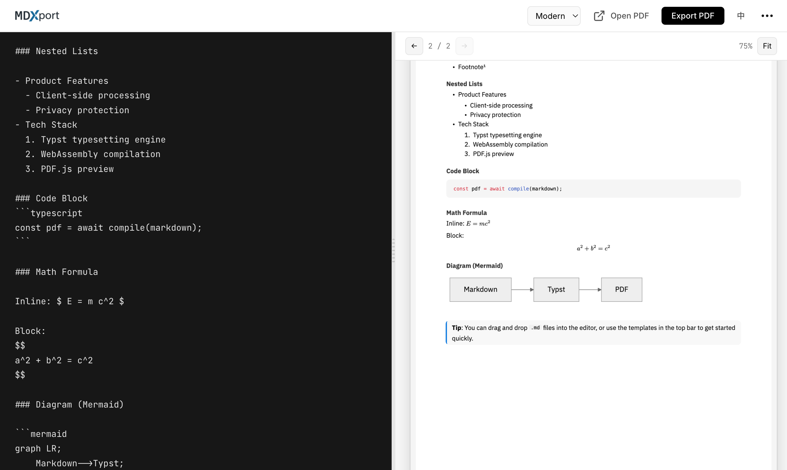 MDXport screenshot 2